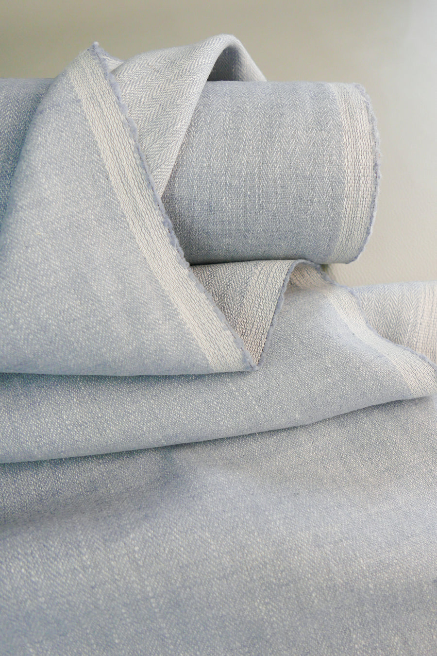 Zachary - Wool Linen Chevron | Duck Egg Blue