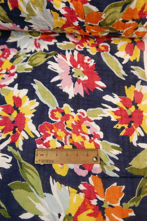 Fleur - Printed Linen Cotton | Orange Punch
