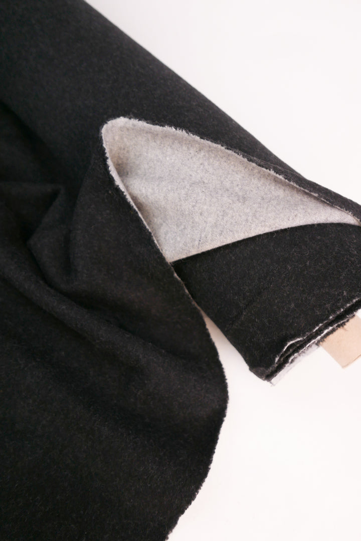 Giulia - Double Faced Boiled Wool | Charcoal