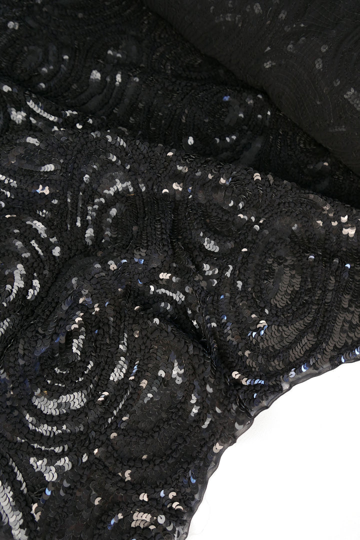 Embroidered Silk Sequin | Onyx