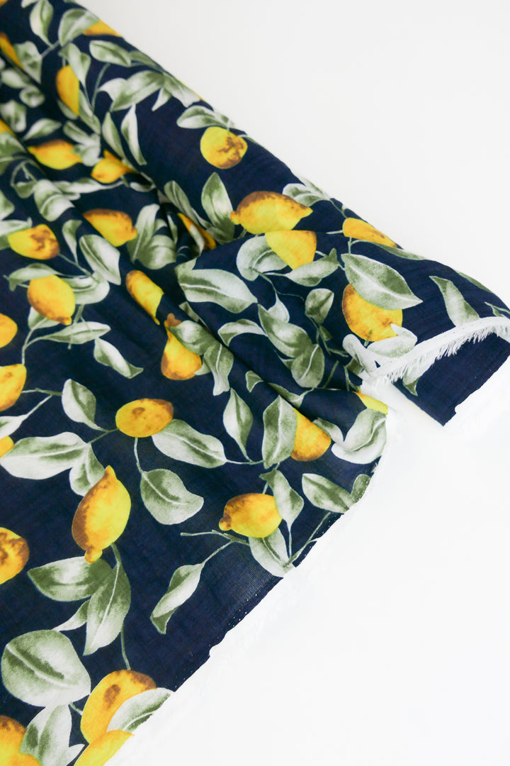 St Clements - Linen Cotton Seersucker | Midnight Blue