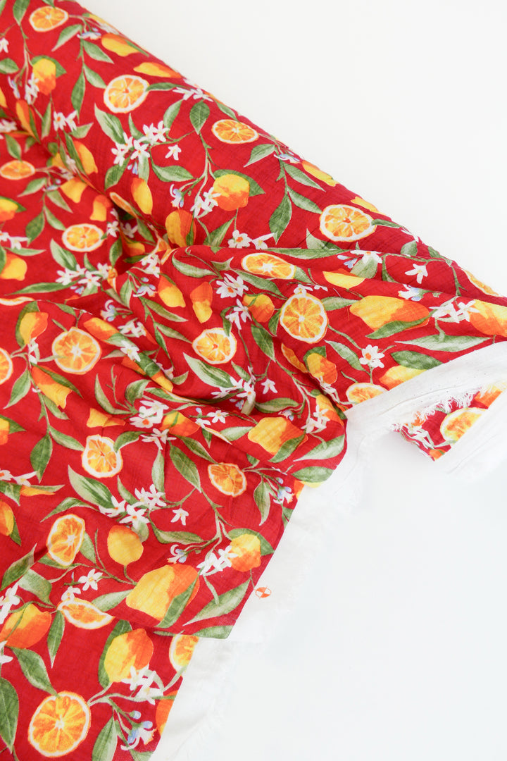Limonata - Linen Cotton Seersucker | Scarlet