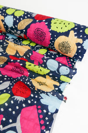 Lulu - Linen Cotton Seersucker | Navy