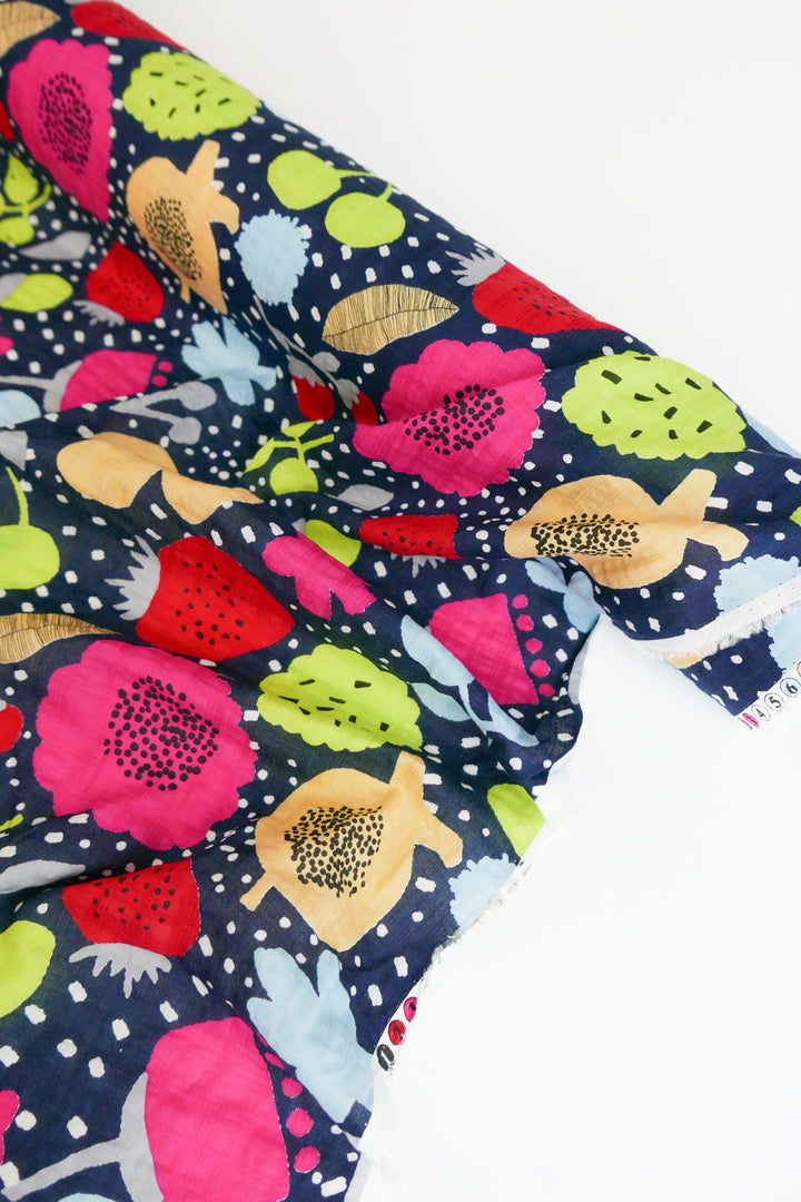 Lulu - Linen Cotton Seersucker | Navy