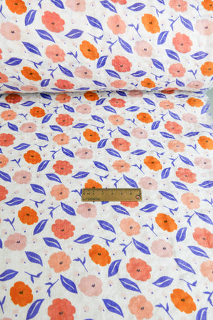 Kate - Linen Cotton Seersucker | Tangerine