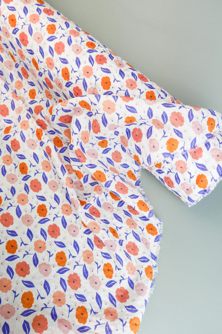 Kate - Linen Cotton Seersucker | Tangerine