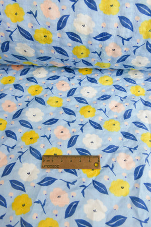 Kate - Linen Cotton Seersucker | Sky Blue