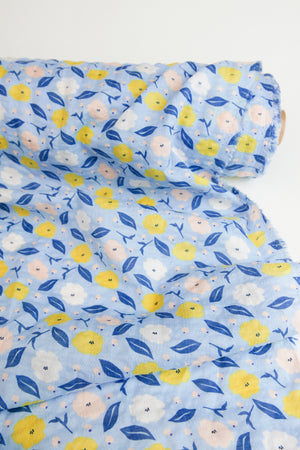 Kate - Linen Cotton Seersucker | Sky Blue