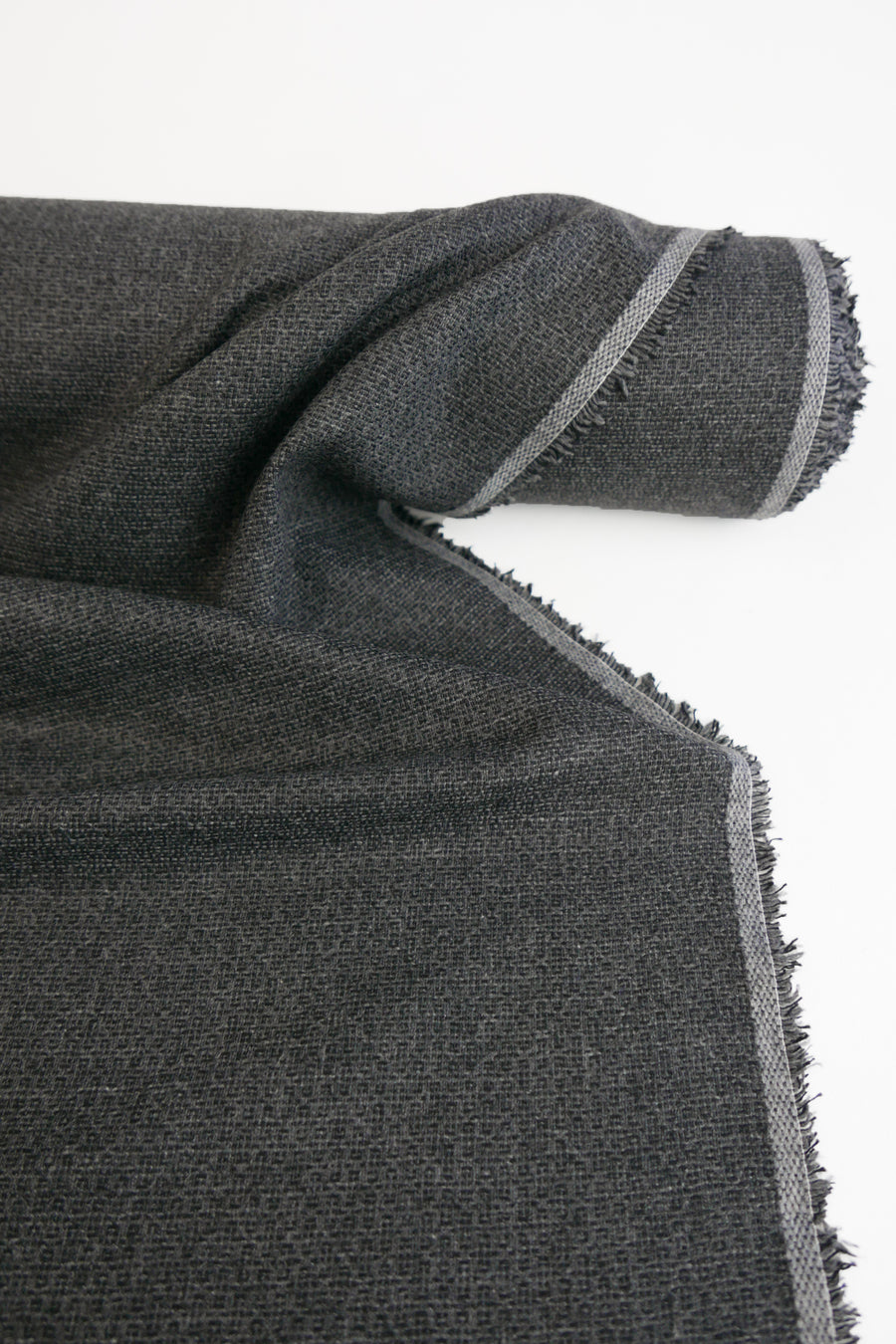 Navigli - Italian Wool Flannel Jacquard | Charcoal