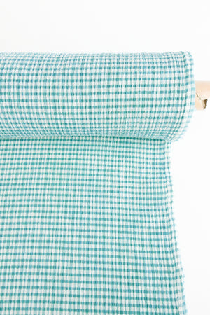 Sophie - Pleated Gingham | Aqua