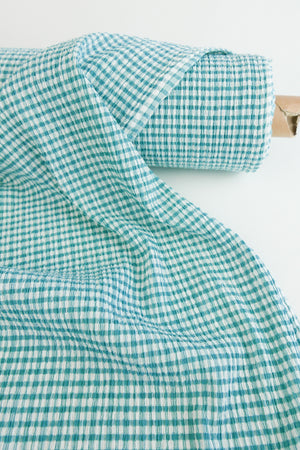 Sophie - Pleated Gingham | Aqua
