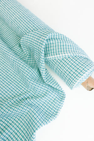 Sophie - Pleated Gingham | Aqua