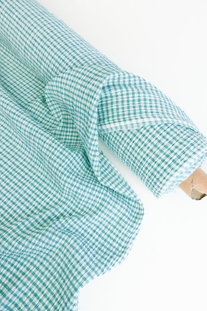 Sophie - Pleated Gingham | Aqua