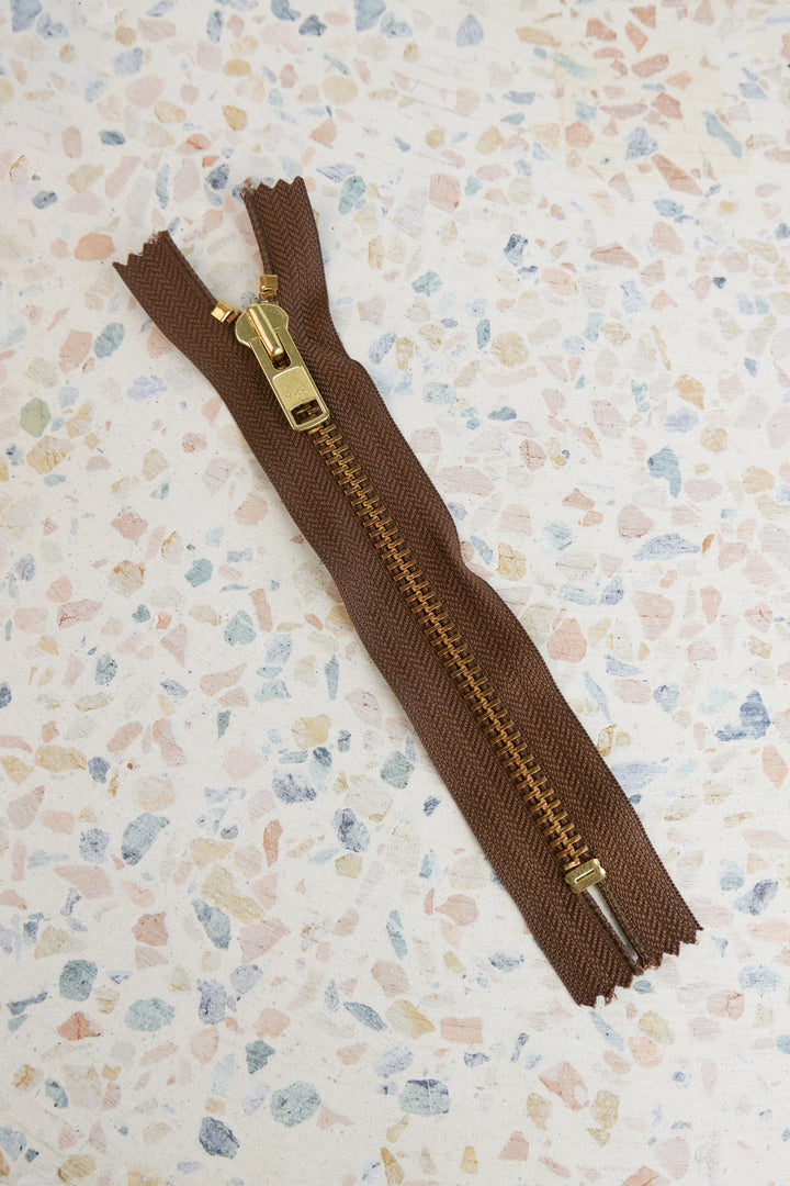 YKK 20cm Metal Zip | Chocolate