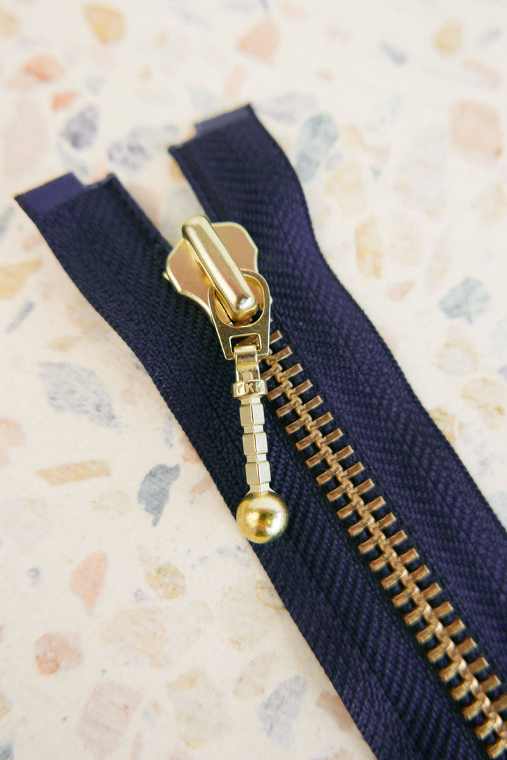 YKK 90cm Metal Zip With Toggle | Indigo