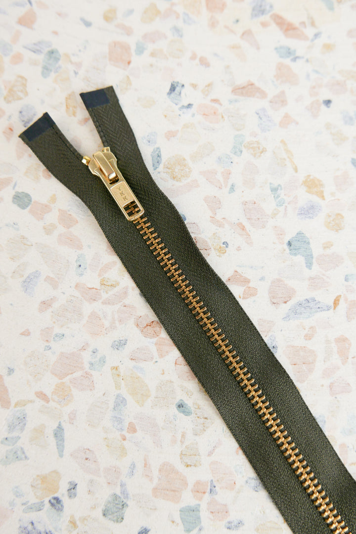YKK 90cm Metal Zip | Olive