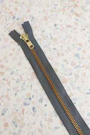 YKK 60cm Metal Zip | Indigo & Ash