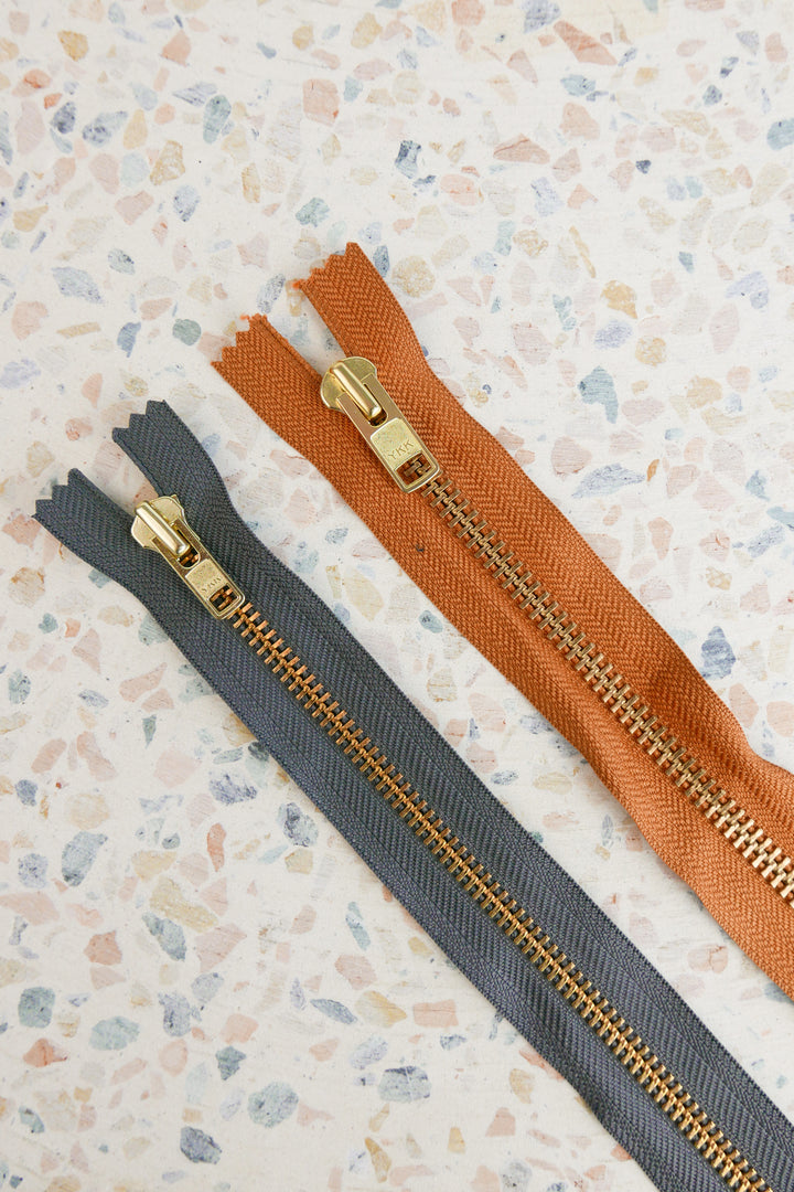 YKK 30cm Metal Zip | Pumpkin & Ash