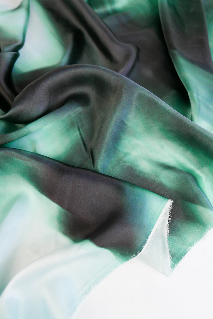 Allure - Printed Silk Satin | Emerald (LAST CUTS)