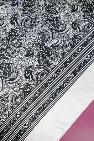 Paisley Print Silk Satin | Black & White