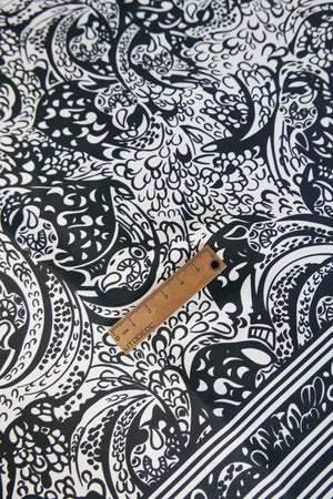 Paisley Print Silk Satin | Black & White