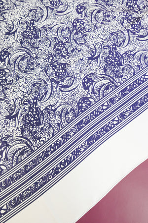 Paisley Print Silk Satin | Navy