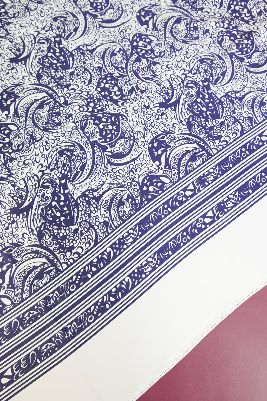 Paisley Print Silk Satin | Navy