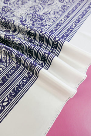 Paisley Print Silk Satin | Navy