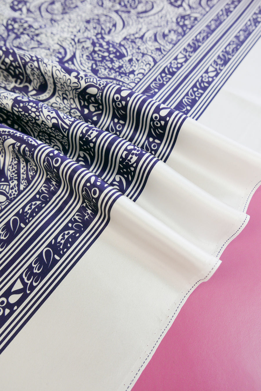 Paisley Print Silk Satin | Navy