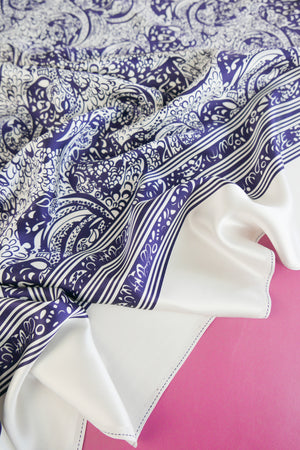 Paisley Print Silk Satin | Navy