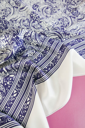 Paisley Print Silk Satin | Navy