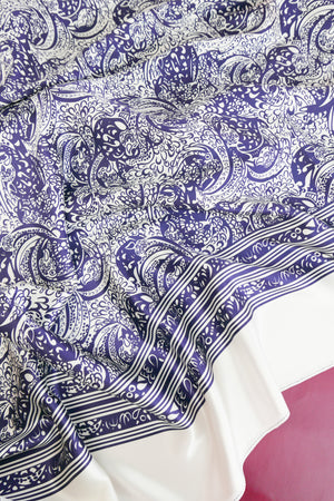Paisley Print Silk Satin | Navy