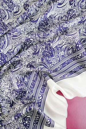 Paisley Print Silk Satin | Navy