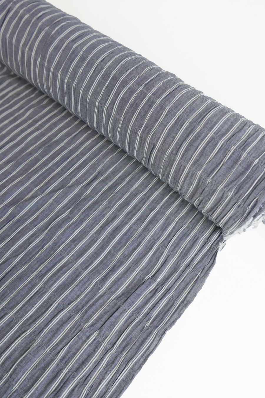 Mikhail - Ex-Designer Organic Seersucker Voile | Denim Blue