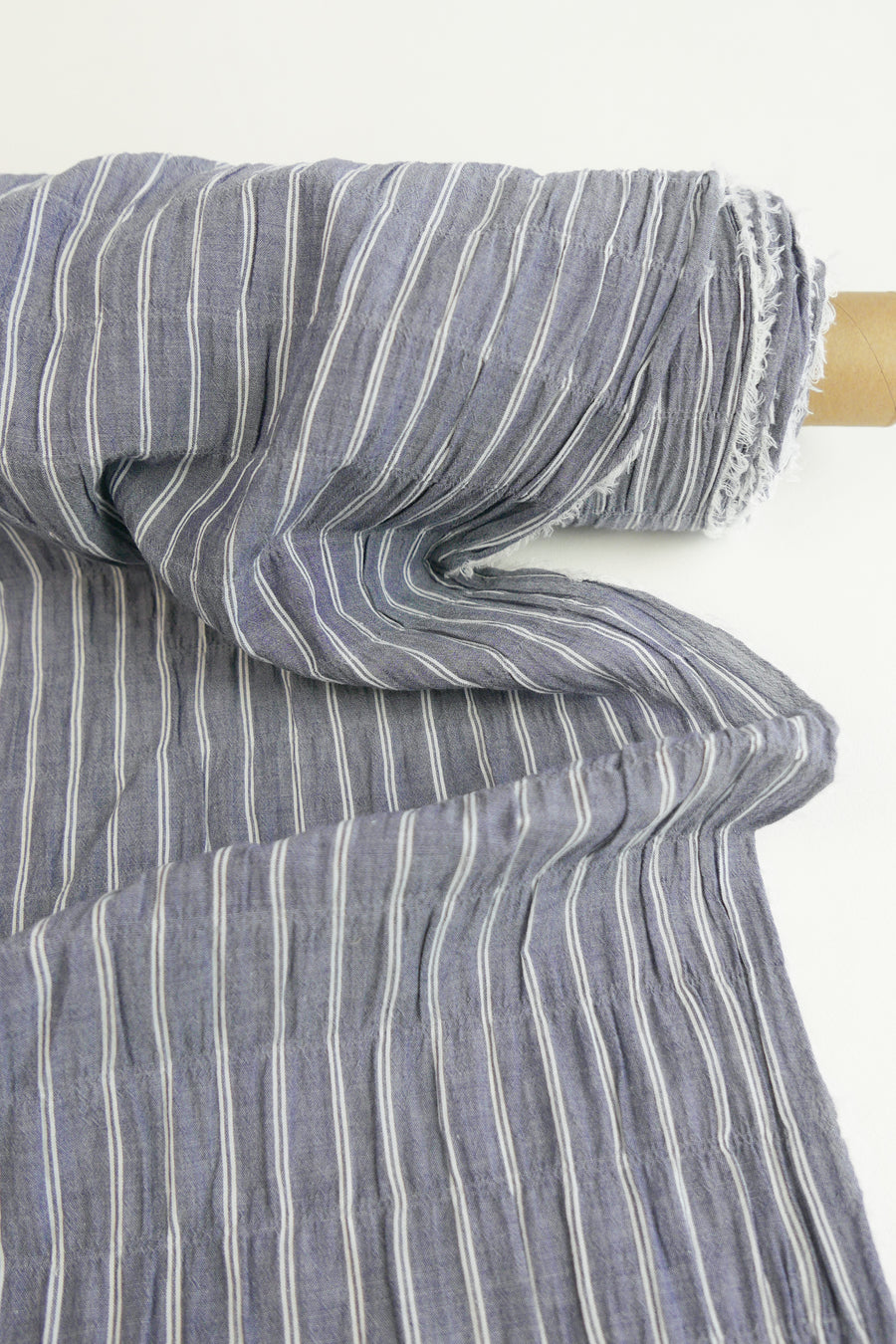 Mikhail - Ex-Designer Organic Seersucker Voile | Denim Blue