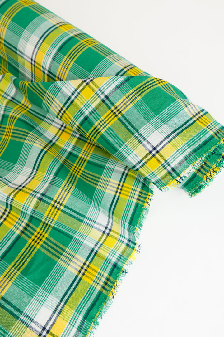 Madras Check - French Yarn Dyed Linen | Lime Zest