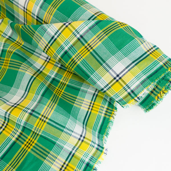 Madras Check - French Yarn Dyed Linen | Lime Zest