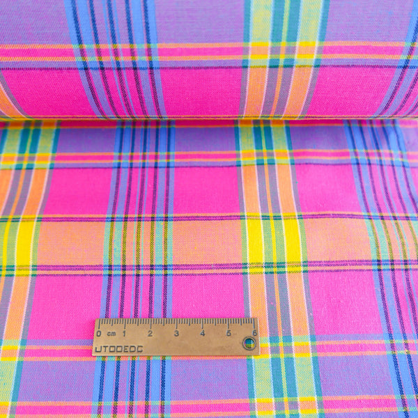 Madras Check - French Yarn Dyed Linen | Pink Punch (LAST CUT - 1.1M)