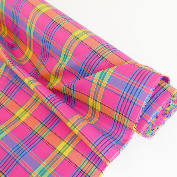 Madras Check - French Yarn Dyed Linen | Pink Punch (LAST CUT - 1.1M)