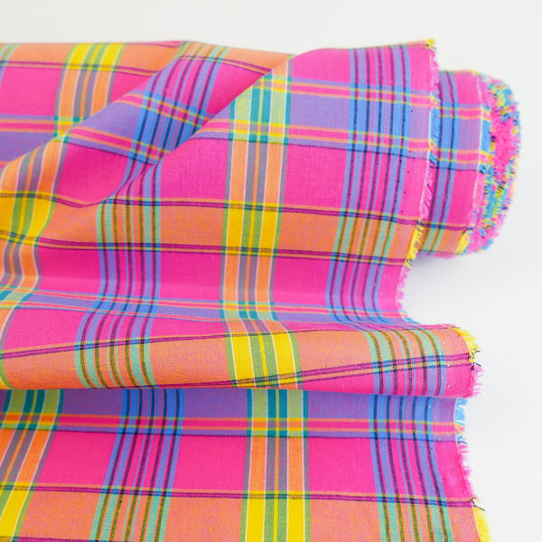 Madras Check - French Yarn Dyed Linen | Pink Punch (LAST CUT - 1.1M)