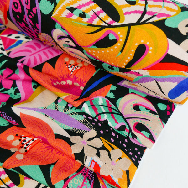 Mia - Printed Viscose Knit | Onyx Remnant (2.5m)