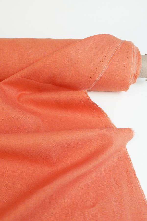 Freya - Heavy Square Weave Linen | Sunset Orange