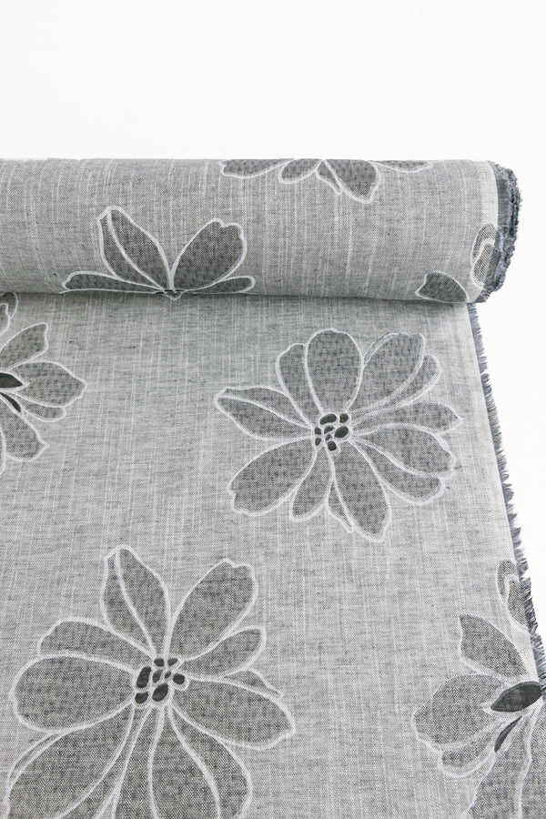 Ava - Printed Linen Melange | Pebble