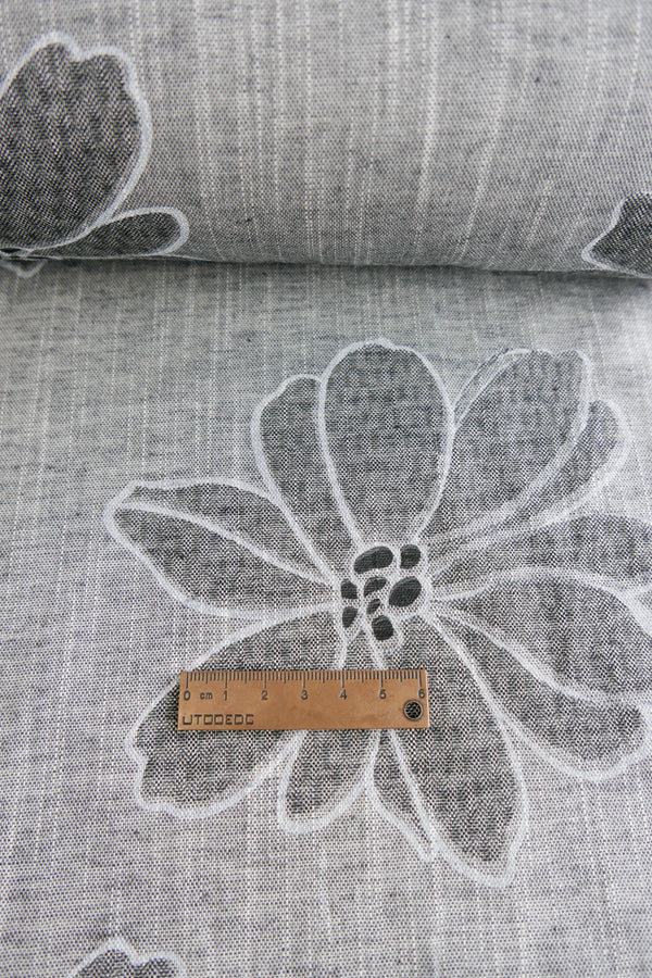 Ava - Printed Linen Melange | Pebble