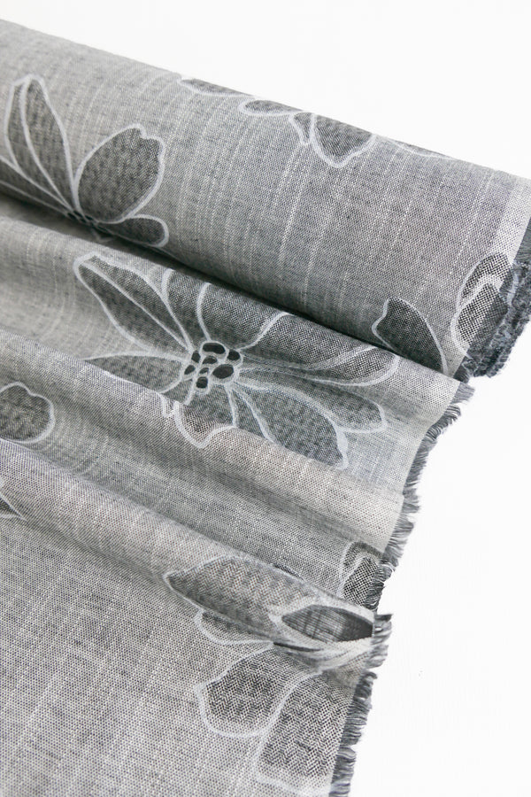 Ava - Printed Linen Melange | Pebble