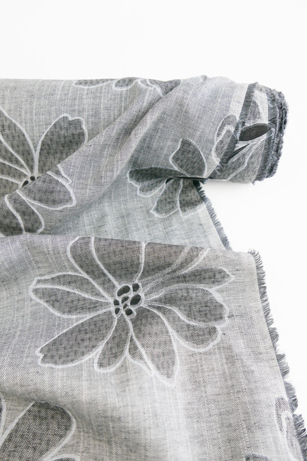 Ava - Printed Linen Melange | Pebble