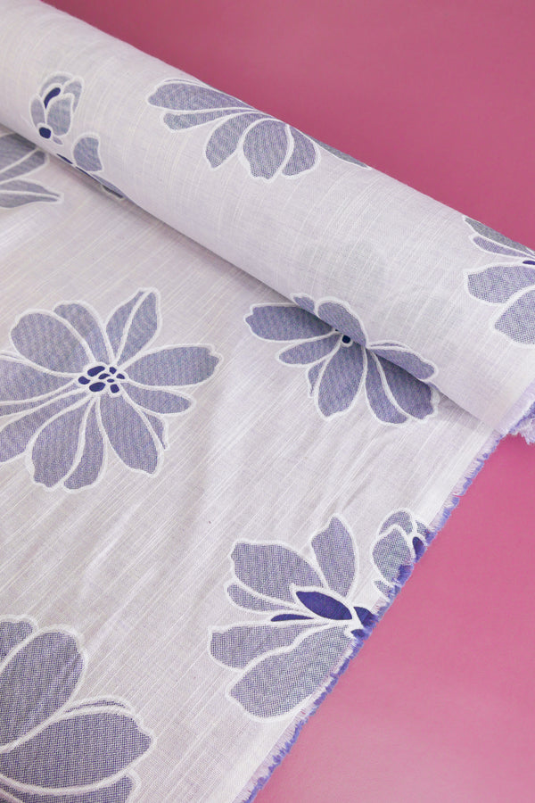 Ava - Printed Linen Melange | Lilac
