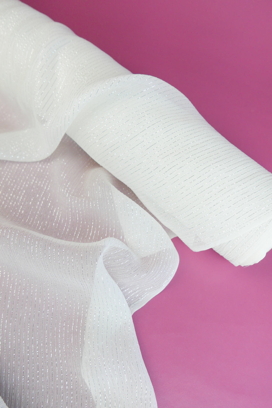 Crinkle Silk Georgette | Silver Stripe