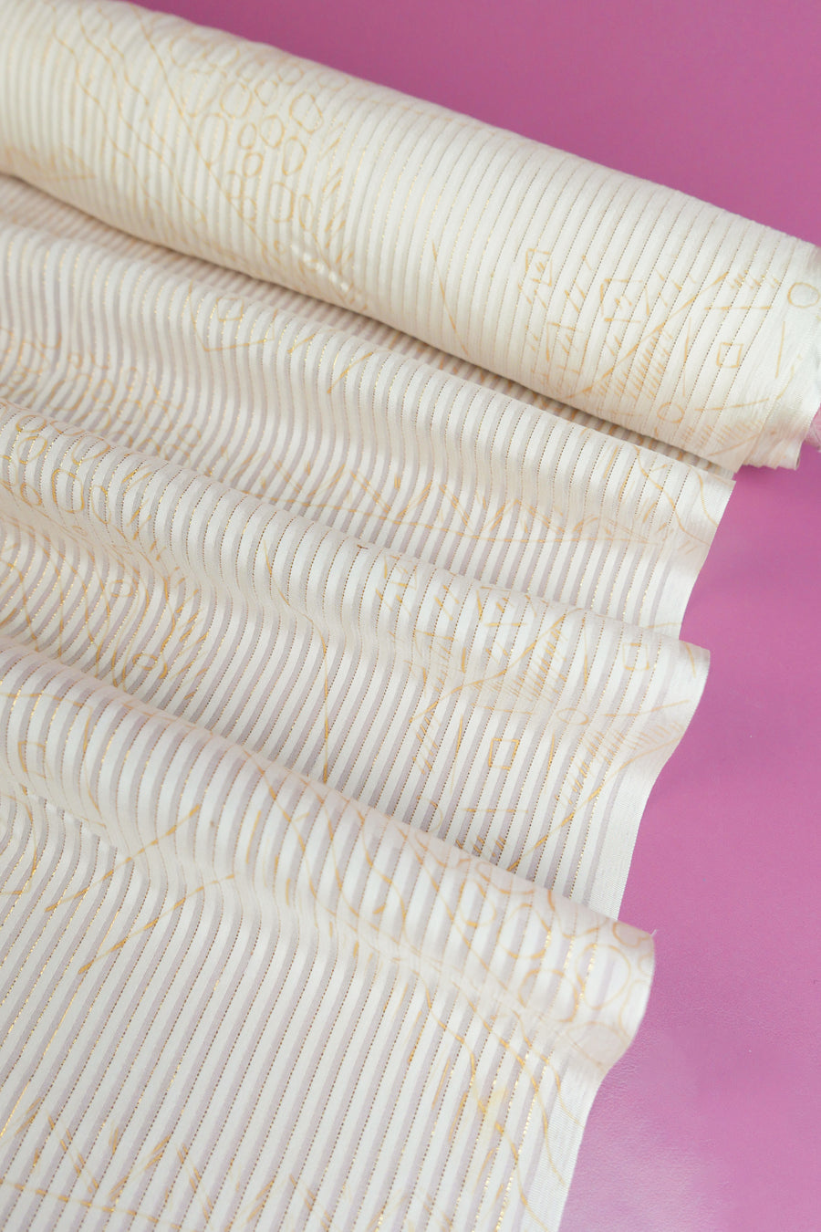 Printed Silk Stripe Burnout | Gold