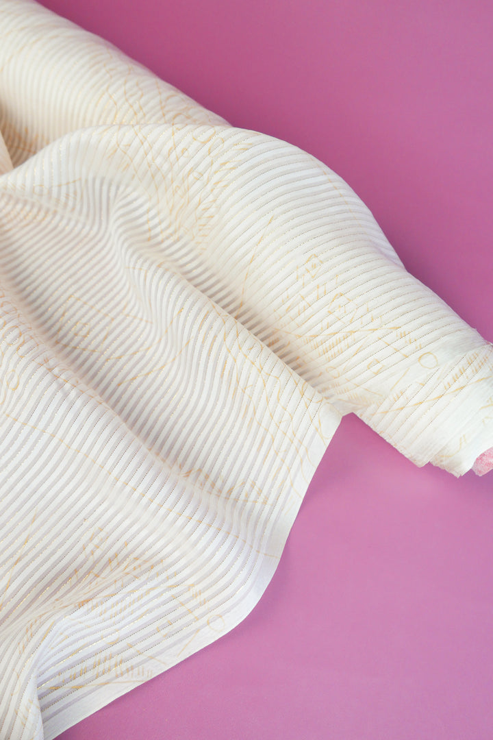 Printed Silk Stripe Burnout | Gold